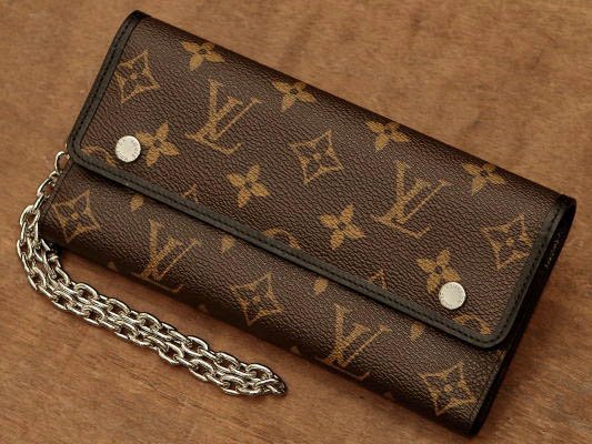 ☆LOUIS VUITTON ルイヴィトン モノグラム マカサー ポルトフォイユ・コンパクト 3つ折り財布/財布☆チェーン付き