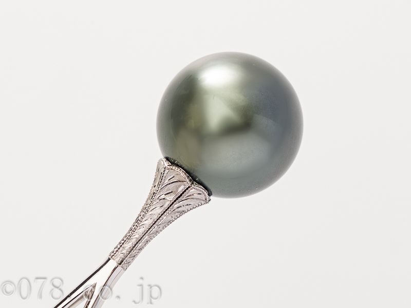 ミキモト 南洋真珠（黒蝶真珠）付きかんざし 真珠＝16．4mm