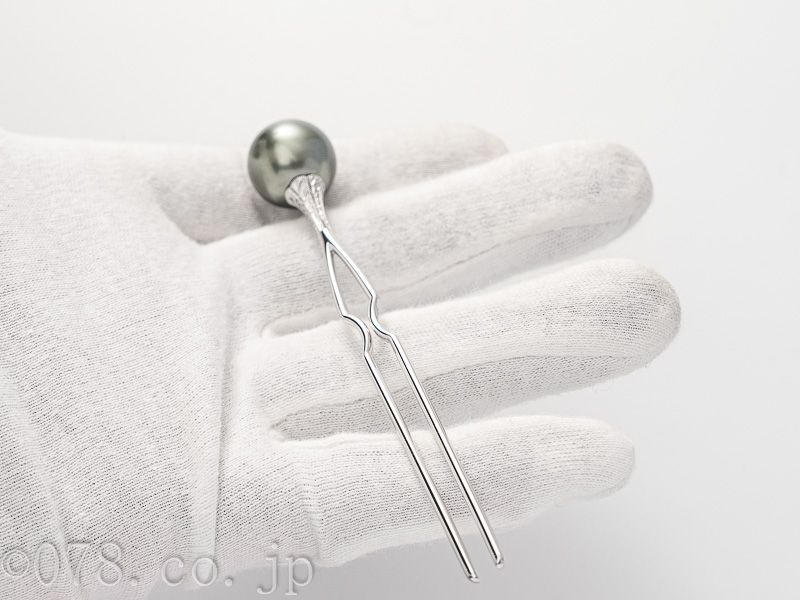ミキモト 南洋真珠（黒蝶真珠）付きかんざし 真珠＝16．4mm